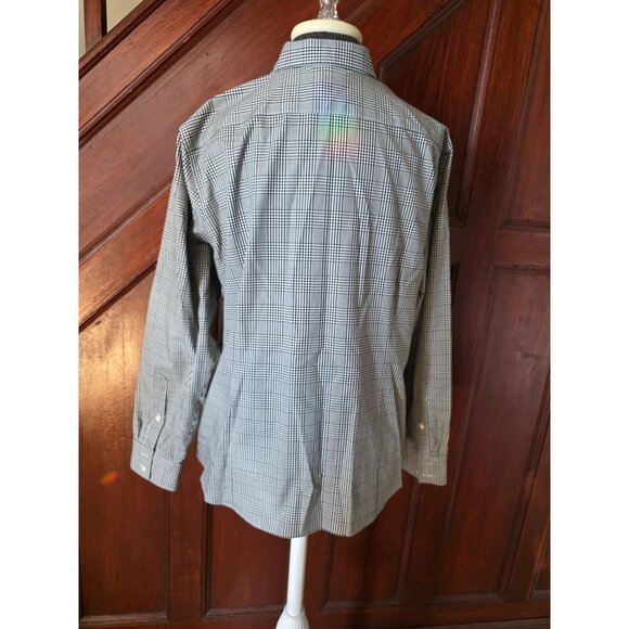 Lands End Womens No Iron Supima Shirt 18P Black & White Plaid - Picture 2 of 7